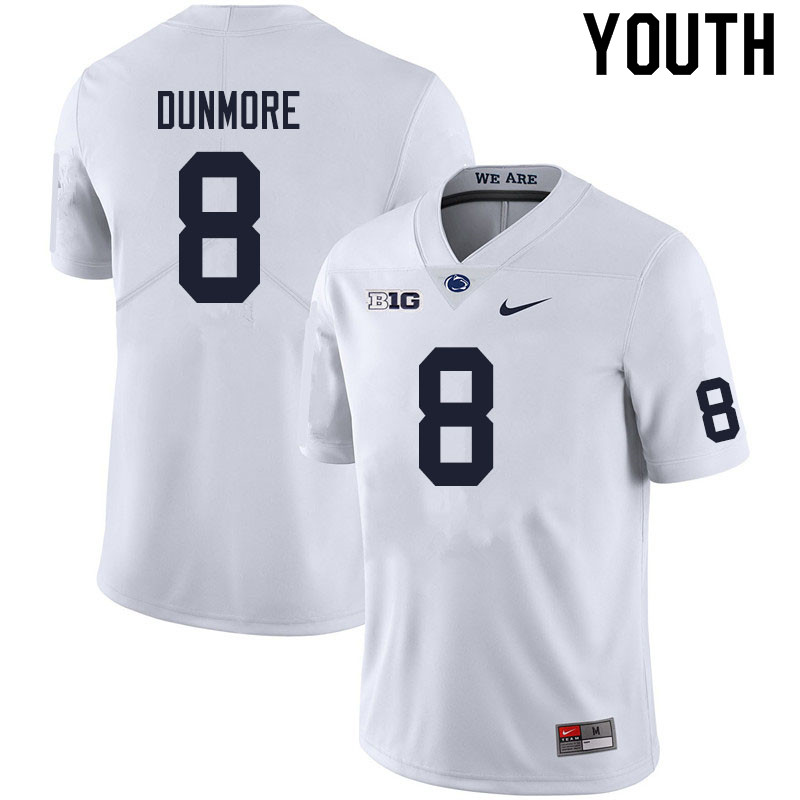 Youth #8 John Dunmore Penn State Nittany Lions College Football Jerseys Sale-White - Click Image to Close
